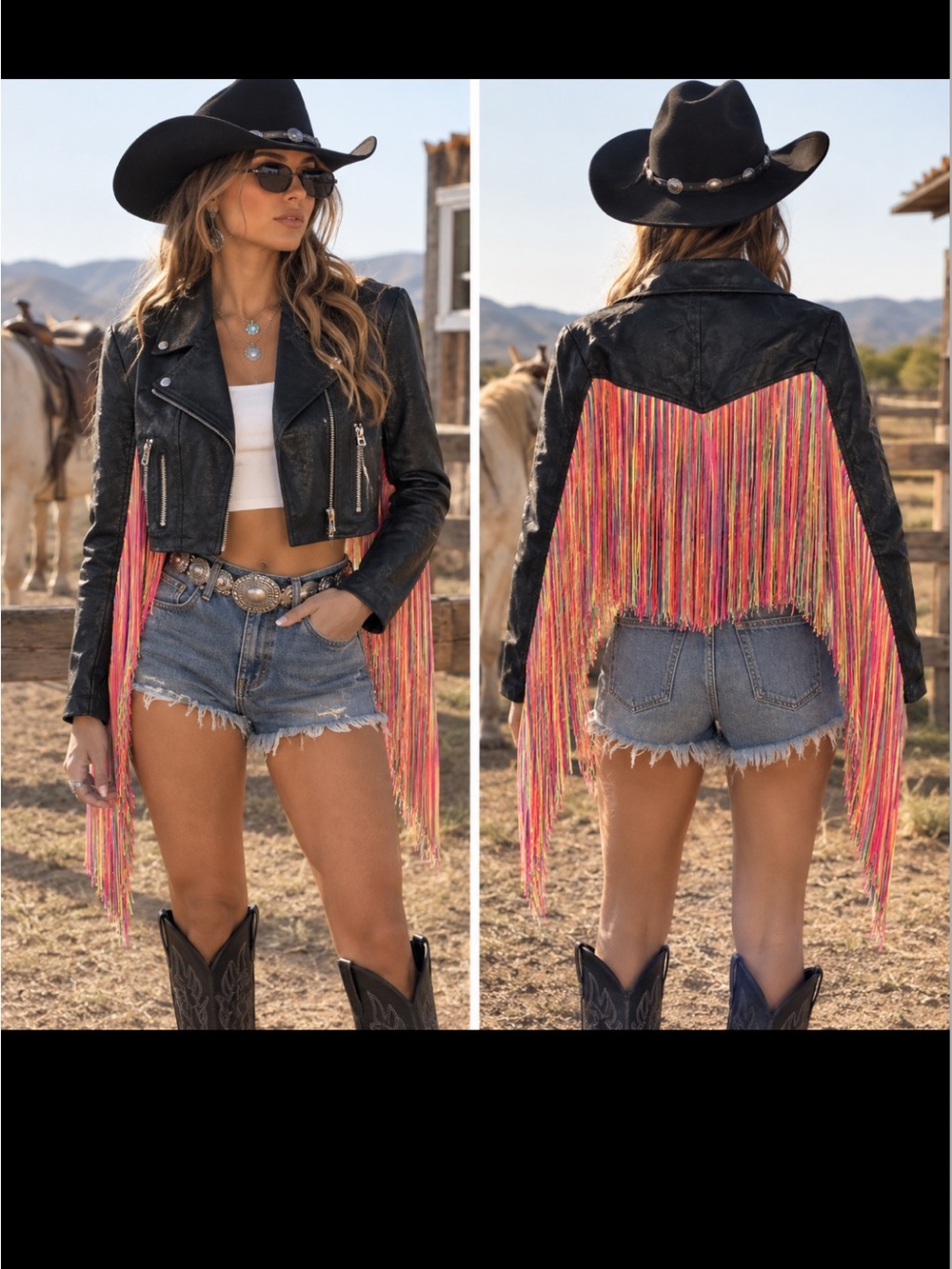 NWOT Club Exx “Love Wins“ Rainbow Fringe Moto Jacket